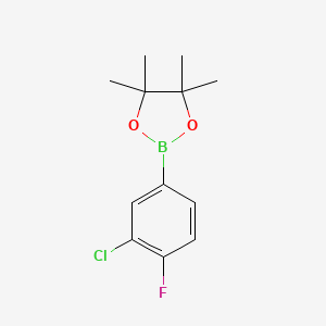 molecular formula C12H15BClFO2 B1641650 2-(3-Chloro-4-fluorophenyl)-4,4,5,5-tetramethyl-1,3,2-dioxaborolane CAS No. 635305-46-3