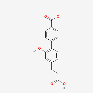 molecular formula C18H18O5 B1641712 2-Methoxy-4'-(methoxycarbonyl)-[1,1'-biphenyl]-4-propanoic acid 