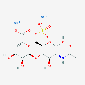 molecular formula C14H19NNa2O14S B1641716 disodium;(2R,3R,4S)-2-[(2R,3S,4R,5R)-5-acetamido-4,6-dihydroxy-2-(sulfonatooxymethyl)oxan-3-yl]oxy-3,4-dihydroxy-3,4-dihydro-2H-pyran-6-carboxylate 