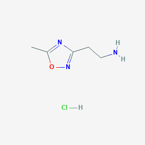 molecular formula C5H10ClN3O B1642395 2-(5-Methyl-1,2,4-oxadiazol-3-yl)ethan-1-amine hydrochloride CAS No. 1258652-50-4