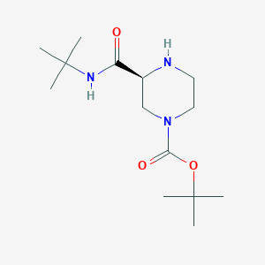 molecular formula C14H27N3O3 B016426 (s)-叔丁基 3-(叔丁基氨基甲酰基)哌嗪-1-羧酸酯 CAS No. 150323-35-6