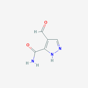 molecular formula C5H5N3O2 B1642891 4-formyl-1H-Pyrazole-3-carboxamide 