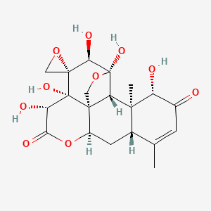 molecular formula C20H24O10 B1643300 (1R,4R,5R,6R,7R,8R,11R,13S,17S,18S,19R)-4,5,7,8,17-pentahydroxy-14,18-dimethylspiro[3,10-dioxapentacyclo[9.8.0.01,7.04,19.013,18]nonadec-14-ene-6,2'-oxirane]-9,16-dione CAS No. 138809-10-6
