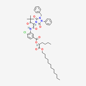 1-Dodecyloxycarbonylpentyl 3-[2-(1-benzyl-3,5-dioxo-2-phenyl-1,2,4-triazolidin-4-yl)-4,4-dimethyl-3-oxovalerylamino]-4-chlorobenzoate