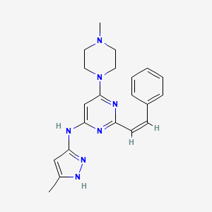 molecular formula C21H25N7 B1644346 6-(4-Methyl-1-piperazinyl)-N-(5-methyl-1H-pyrazol-3-YL)-2-[(1Z)-2-phenylethenyl]-4-pyrimidinamine 