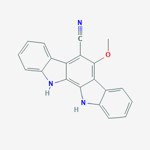 molecular formula C20H13N3O B164442 5-Methoxy-11,12-dihydroindolo[2,3-a]carbazole-6-carbonitrile CAS No. 131926-78-8