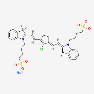 molecular formula C37H44ClN2NaO6S2 B1644567 Sodium;4-[(2E)-2-[(2E)-2-[2-chloro-3-[(E)-2-[3,3-dimethyl-1-(4-sulfonatobutyl)indol-1-ium-2-yl]ethenyl]cyclopent-2-en-1-ylidene]ethylidene]-3,3-dimethylindol-1-yl]butane-1-sulfonate 