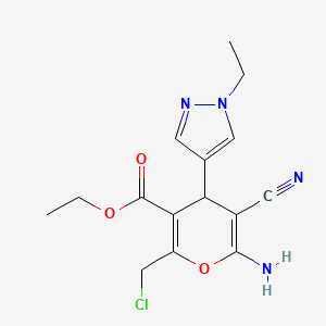 ethyl 6-amino-2-(chloromethyl)-5-cyano-4-(1-ethyl-1H-pyrazol-4-yl)-4H-pyran-3-carboxylate