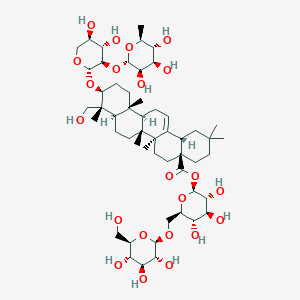 molecular formula C53H86O22 B1644772 [(2S,3R,4S,5S,6R)-3,4,5-trihydroxy-6-[[(2R,3R,4S,5S,6R)-3,4,5-trihydroxy-6-(hydroxymethyl)oxan-2-yl]oxymethyl]oxan-2-yl] (4aS,6aR,6aS,6bR,8aR,9R,10S,12aR,14bS)-10-[(2S,3R,4S,5R)-4,5-dihydroxy-3-[(2S,3R,4R,5R,6S)-3,4,5-trihydroxy-6-methyloxan-2-yl]oxyoxan-2-yl]oxy-9-(hydroxymethyl)-2,2,6a,6b,9,12a-hexamethyl-1,3,4,5,6,6a,7,8,8a,10,11,12,13,14b-tetradecahydropicene-4a-carboxylate 
