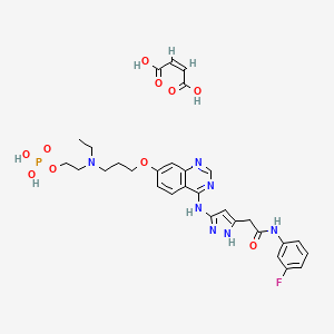 (Z)-but-2-enedioic acid;2-[ethyl-[3-[4-[[5-[2-(3-fluoroanilino)-2-oxoethyl]-1H-pyrazol-3-yl]amino]quinazolin-7-yl]oxypropyl]amino]ethyl dihydrogen phosphate