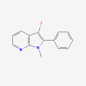 molecular formula C14H11IN2 B1645050 1H-Pyrrolo[2,3-B]pyridine,3-iodo-1-methyl-2-phenyl- 