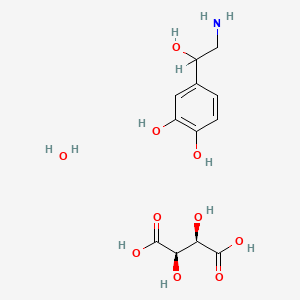 molecular formula C12H19NO10 B1645145 4-(2-Amino-1-hydroxyethyl)benzene-1,2-diol;(2R,3R)-2,3-dihydroxybutanedioic acid;hydrate 