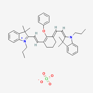 molecular formula C42H49ClN2O5 B1645147 (2E)-2-[(2E)-2-[3-[(E)-2-(3,3-Dimethyl-1-propylindol-1-ium-2-yl)ethenyl]-2-phenoxycyclohex-2-en-1-ylidene]ethylidene]-3,3-dimethyl-1-propylindole;perchlorate 