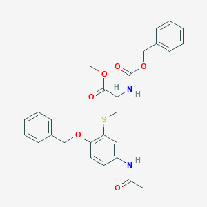 molecular formula C27H28N2O6S B016452 N-苄氧羰基-5-(3-乙酰氨基-6-苄氧苯基)半胱氨酸甲酯 CAS No. 37398-28-0