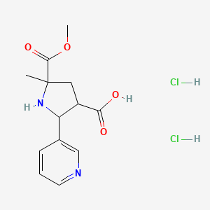 molecular formula C13H18Cl2N2O4 B1645258 5-(Methoxycarbonyl)-5-methyl-2-(3-pyridinyl)-3-pyrrolidinecarboxylic acid dihydrochloride CAS No. 1177765-79-5