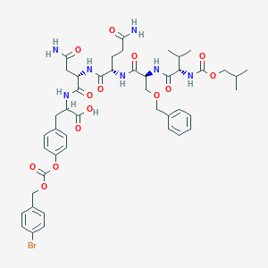 molecular formula C46H58BrN7O14 B164550 2-[[(2S)-4-amino-2-[[(2S)-5-amino-2-[[(2S)-2-[[(2S)-3-methyl-2-(2-methylpropoxycarbonylamino)butanoyl]amino]-3-phenylmethoxypropanoyl]amino]-5-oxopentanoyl]amino]-4-oxobutanoyl]amino]-3-[4-[(4-bromophenyl)methoxycarbonyloxy]phenyl]propanoic acid CAS No. 138865-76-6