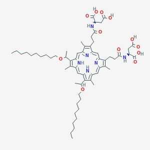 molecular formula C62H88N6O12 B164559 2,4-Bis(1-decyloxyethyl)deuteroporphyrinyl-6,7-bisaspartic acid CAS No. 129901-59-3
