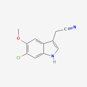 molecular formula C11H9ClN2O B1646179 1H-Indole-3-acetonitrile, 6-chloro-5-methoxy- 