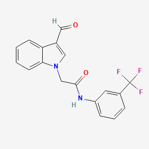 molecular formula C18H13F3N2O2 B1646211 2-(3-Formyl-1H-indol-1-yl)-N-(3-(trifluoromethyl)phenyl)acetamide 