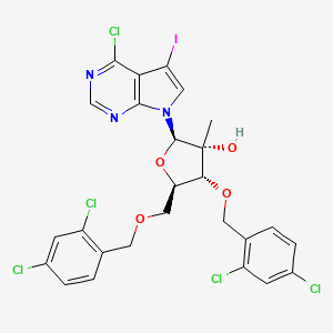 molecular formula C26H21Cl5IN3O4 B1646265 7-[3,5-Bis-O-[(-2,4-Dichlorophenyl)methyl]-2-C-methyl-b-D-ribofuranosyl]-4-chloro-5-iodo-7H-pyrrolo[2,3-d]pyrimidine 