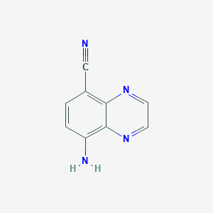 molecular formula C9H6N4 B1646271 8-Aminoquinoxaline-5-carbonitrile 
