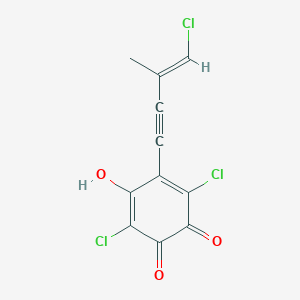 molecular formula C11H5Cl3O3 B164631 (E)-2,5-Dichloro-3-(4-chloro-3-methyl-3-buten-1-ynyl)-6-hydroxy-2,5-cyclohexadiene-1,4-dione CAS No. 131651-40-6