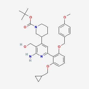 molecular formula C34H43N3O6 B1646524 tert-Butyl 3-(2-amino-6-(2-(cyclopropylmethoxy)-6-(4-methoxybenzyloxy)phenyl)-3-(hydroxymethyl)pyridin-4-yl)piperidine-1-carboxylate 