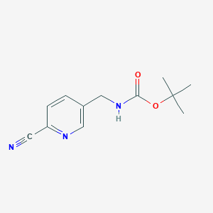 molecular formula C12H15N3O2 B1646847 3-(Boc-aminomethyl)-6-cyanopyridine 