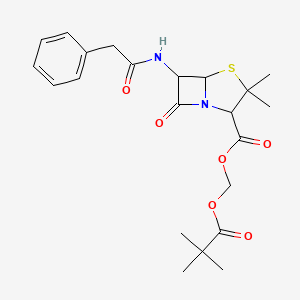 molecular formula C22H28N2O6S B1647370 3,3-Dimethyl-7-oxo-6-phenylacetylamino-4-thia-1-azabicyclo[3.2.0]heptane-2-carboxylic acid 2,2-dimethylpropionyloxymethyl ester 