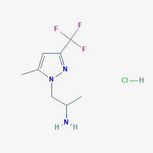 molecular formula C8H13ClF3N3 B1647479 1-[5-Methyl-3-(trifluoromethyl)pyrazol-1-yl]propan-2-amine;hydrochloride 