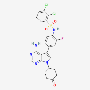 molecular formula C24H20Cl2FN5O3S B1647508 N-[4-[4-amino-7-(4-oxocyclohexyl)pyrrolo[2,3-d]pyrimidin-5-yl]-2-fluorophenyl]-2,3-dichlorobenzenesulfonamide 