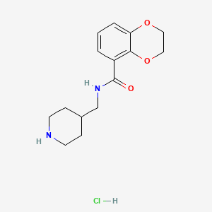 molecular formula C15H21ClN2O3 B1647532 N-(piperidin-4-ylmethyl)-2,3-dihydrobenzo[b][1,4]dioxine-5-carboxamide hydrochloride CAS No. 261767-16-2