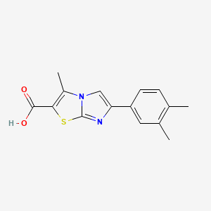 molecular formula C15H14N2O2S B1647765 6-(3,4-Dimethylphenyl)-3-methylimidazo[2,1-B]thiazole-2-carboxylic acid 