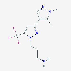 molecular formula C12H16F3N5 B1647951 {3-[1',5'-dimethyl-5-(trifluoromethyl)-1H,1'H-3,4'-bipyrazol-1-yl]propyl}amine CAS No. 1170015-08-3
