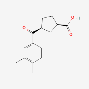 molecular formula C15H18O3 B1647997 cis-3-(3,4-Dimethylbenzoyl)cyclopentane-1-carboxylic acid CAS No. 732253-20-2