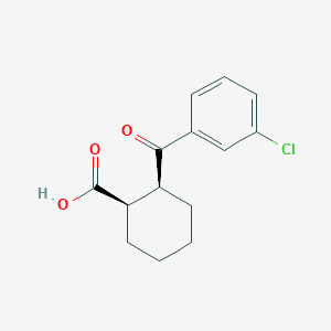 molecular formula C14H15ClO3 B1648001 cis-2-(3-Chlorobenzoyl)cyclohexane-1-carboxylic acid CAS No. 357980-62-2