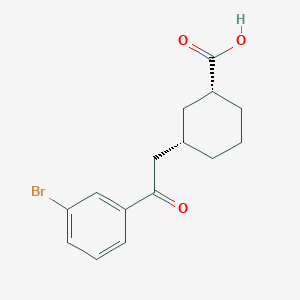 molecular formula C15H17BrO3 B1648002 cis-3-[2-(3-Bromophenyl)-2-oxoethyl]cyclohexane-1-carboxylic acid CAS No. 735275-14-6