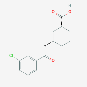 molecular formula C15H17ClO3 B1648113 cis-3-[2-(3-Chlorophenyl)-2-oxoethyl]cyclohexane-1-carboxylic acid CAS No. 735275-16-8