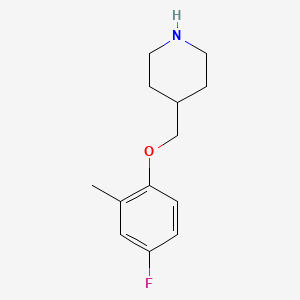 molecular formula C13H18FNO B1648147 4-[(4-Fluoro-2-methylphenoxy)methyl]piperidine 