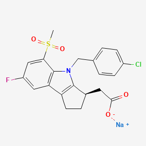 sodium;2-[(3R)-4-[(4-chlorophenyl)methyl]-7-fluoro-5-methylsulfonyl-2,3-dihydro-1H-cyclopenta[b]indol-3-yl]acetate