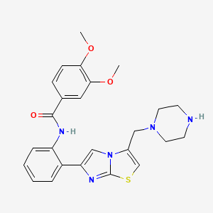 molecular formula C25H27N5O3S B1648653 3,4-dimethoxy-N-[2-[3-(piperazin-1-ylmethyl)imidazo[2,1-b][1,3]thiazol-6-yl]phenyl]benzamide 