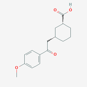 molecular formula C16H20O4 B1648678 cis-3-[2-(4-Methoxyphenyl)-2-oxoethyl]cyclohexane-1-carboxylic acid 