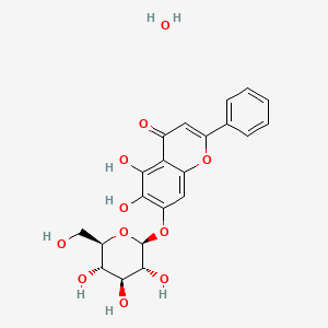 5,6-dihydroxy-2-phenyl-7-[(2S,3R,4S,5S,6R)-3,4,5-trihydroxy-6-(hydroxymethyl)oxan-2-yl]oxychromen-4-one;hydrate