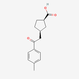 molecular formula C15H18O3 B1648699 cis-3-[2-(4-Methylphenyl)-2-oxoethyl]cyclopentane-1-carboxylic acid 
