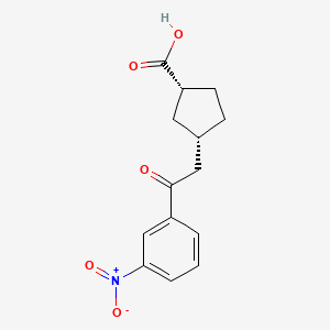 cis-3-[2-Oxo-2-(3-nitrophenyl)ethyl]cyclopentane-1-carboxylic acid