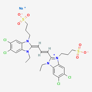 molecular formula C27H29Cl4N4NaO6S2 B1648706 sodium;3-[(2E)-5,6-dichloro-2-[(E)-3-[5,6-dichloro-1-ethyl-3-(3-sulfonatopropyl)benzimidazol-3-ium-2-yl]prop-2-enylidene]-3-ethylbenzimidazol-1-yl]propane-1-sulfonate 