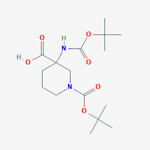 molecular formula C16H28N2O6 B1648809 1-Boc-3-Boc-amino-3-piperidinecarboxylic acid 