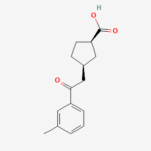 molecular formula C15H18O3 B1648857 cis-3-[2-(3-Methylphenyl)-2-oxoethyl]cyclopentane-1-carboxylic acid CAS No. 733740-25-5