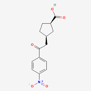 molecular formula C14H15NO5 B1648859 cis-3-[2-Oxo-2-(4-nitrophenyl)ethyl]cyclopentane-1-carboxylic acid CAS No. 733740-50-6