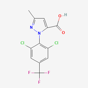 molecular formula C12H7Cl2F3N2O2 B1648881 2-[2,6-Dichloro-4-(trifluoromethyl)phenyl]-5-methylpyrazole-3-carboxylic acid 